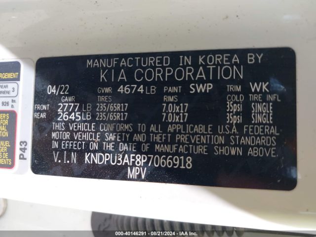 Photo 8 VIN: KNDPU3AF8P7066918 - KIA SPORTAGE 