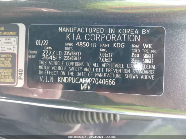 Photo 8 VIN: KNDPUCAF9P7040666 - KIA SPORTAGE 