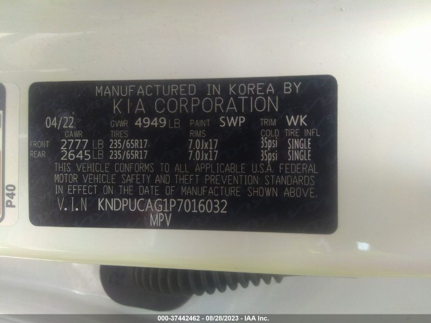 Photo 8 VIN: KNDPUCAG1P7016032 - KIA SPORTAGE 