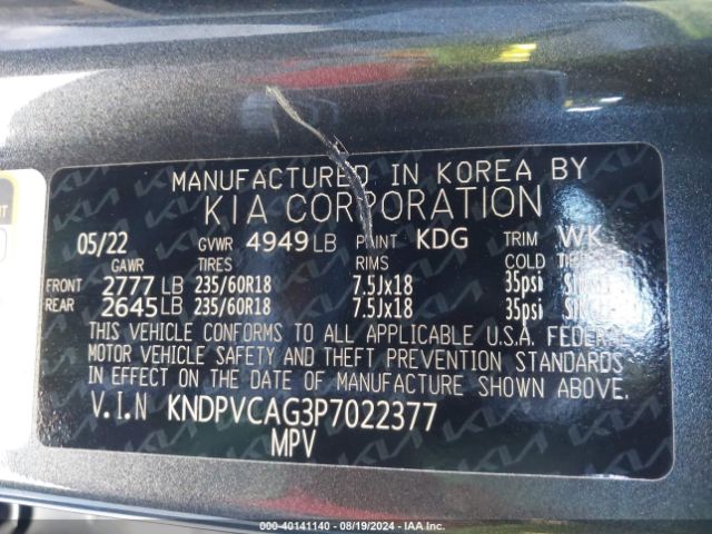 Photo 8 VIN: KNDPVCAG3P7022377 - KIA SPORTAGE 