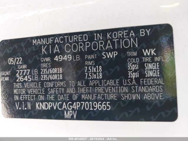 Photo 8 VIN: KNDPVCAG4P7019665 - KIA SPORTAGE 