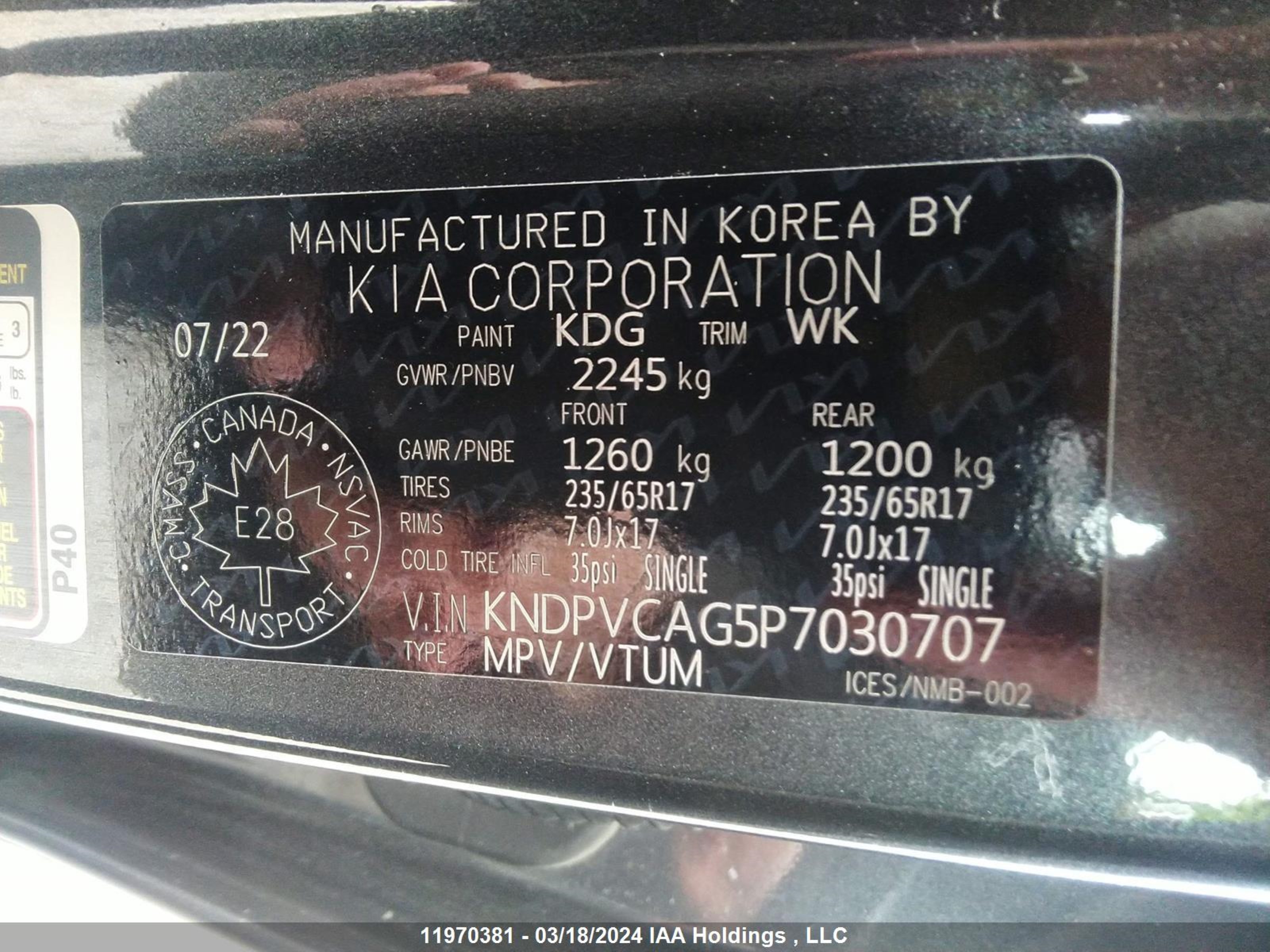 Photo 8 VIN: KNDPVCAG5P7030707 - KIA SPORTAGE 