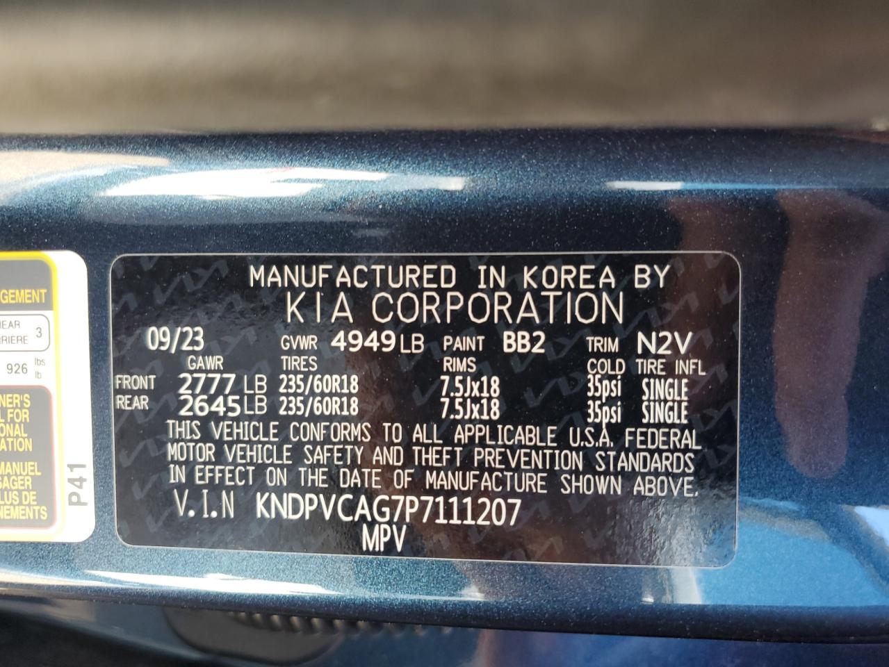 Photo 12 VIN: KNDPVCAG7P7111207 - KIA SPORTAGE 