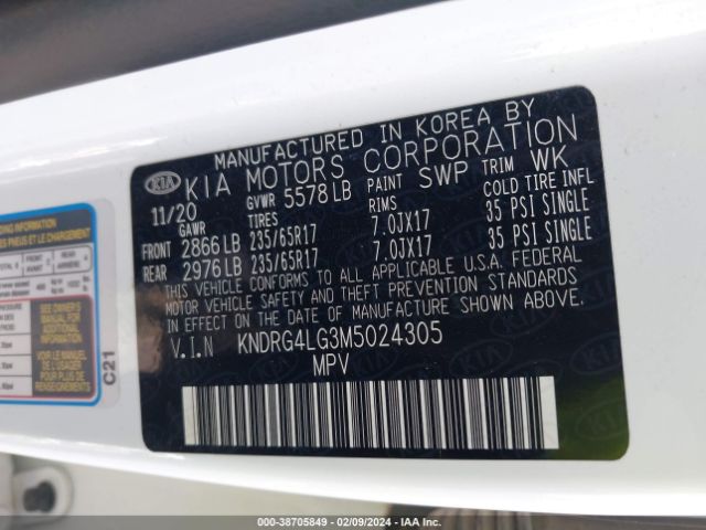 Photo 8 VIN: KNDRG4LG3M5024305 - KIA SORENTO HYBRID 