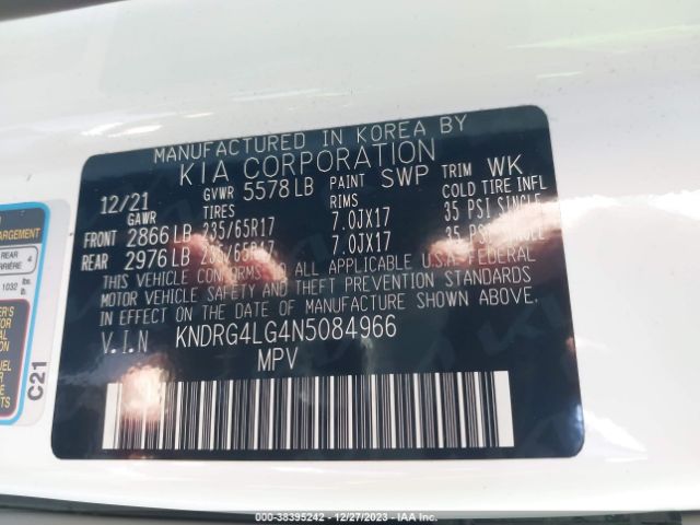 Photo 8 VIN: KNDRG4LG4N5084966 - KIA SORENTO HYBRID 