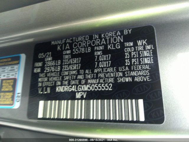 Photo 8 VIN: KNDRG4LGXM5055552 - KIA SORENTO HYBRID 