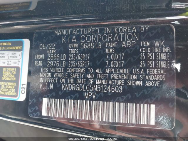 Photo 8 VIN: KNDRGDLG5N5124603 - KIA SORENTO 