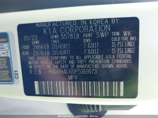 Photo 8 VIN: KNDRH4LG0P5169173 - KIA SORENTO 