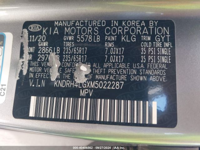 Photo 8 VIN: KNDRH4LGXM5022287 - KIA SORENTO 