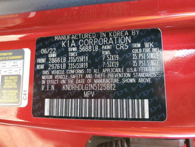 Photo 13 VIN: KNDRHDLG1N5125812 - KIA SORENTO EX 