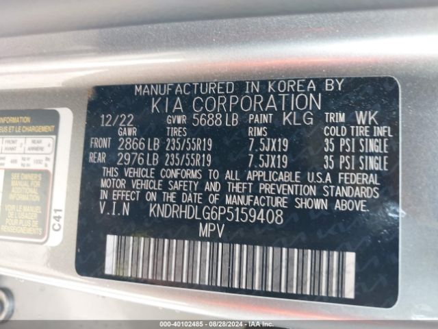 Photo 8 VIN: KNDRHDLG6P5159408 - KIA SORENTO 