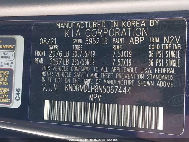 Photo 8 VIN: KNDRMDLH8N5067444 - KIA SORENTO 