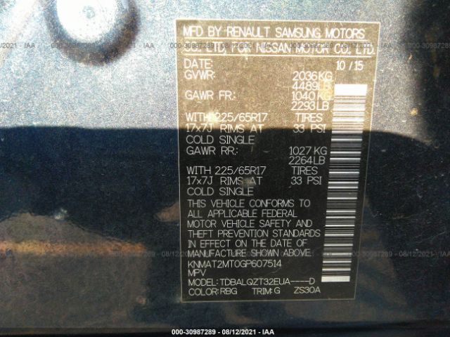 Photo 8 VIN: KNMAT2MT0GP607514 - NISSAN ROGUE 