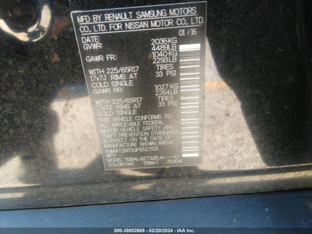 Photo 8 VIN: KNMAT2MT1GP652753 - NISSAN ROGUE 