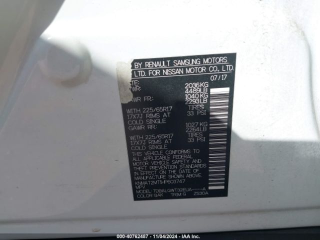 Photo 8 VIN: KNMAT2MT1HP603747 - NISSAN ROGUE 