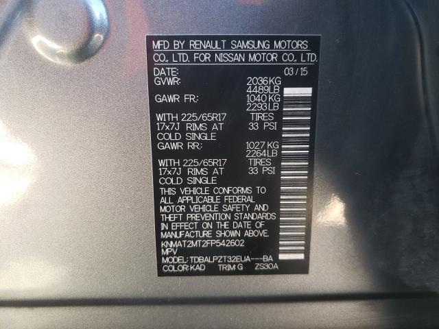 Photo 9 VIN: KNMAT2MT2FP542602 - NISSAN ROGUE S 