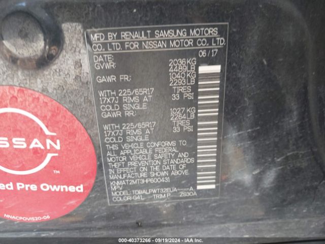 Photo 8 VIN: KNMAT2MT3HP600431 - NISSAN ROGUE 