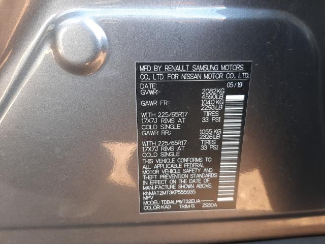 Photo 9 VIN: KNMAT2MT3KP555935 - NISSAN ROGUE S 