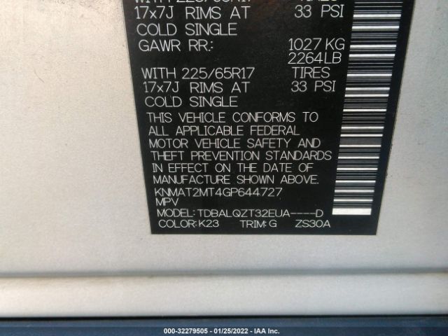 Photo 8 VIN: KNMAT2MT4GP644727 - NISSAN ROGUE 