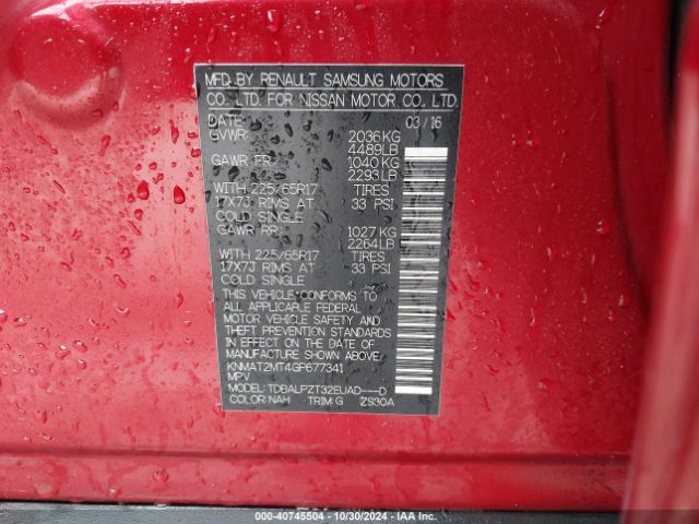 Photo 8 VIN: KNMAT2MT4GP677341 - NISSAN ROGUE 