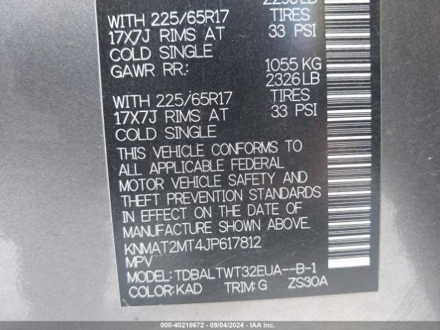 Photo 8 VIN: KNMAT2MT4JP617812 - NISSAN ROGUE 