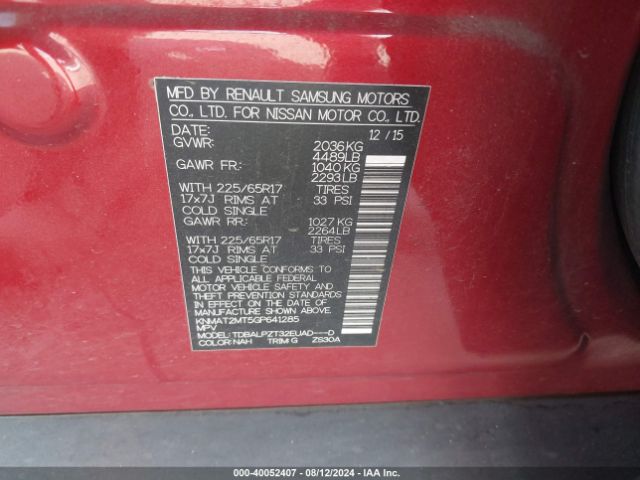 Photo 8 VIN: KNMAT2MT5GP641285 - NISSAN ROGUE 