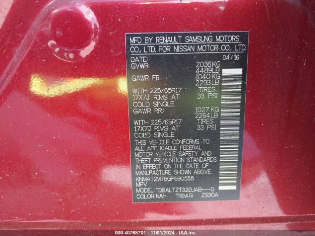 Photo 8 VIN: KNMAT2MT6GP690558 - NISSAN ROGUE 