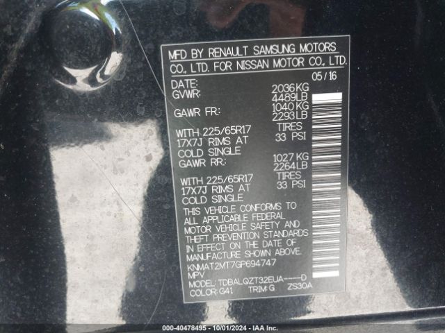 Photo 8 VIN: KNMAT2MT7GP694747 - NISSAN ROGUE 