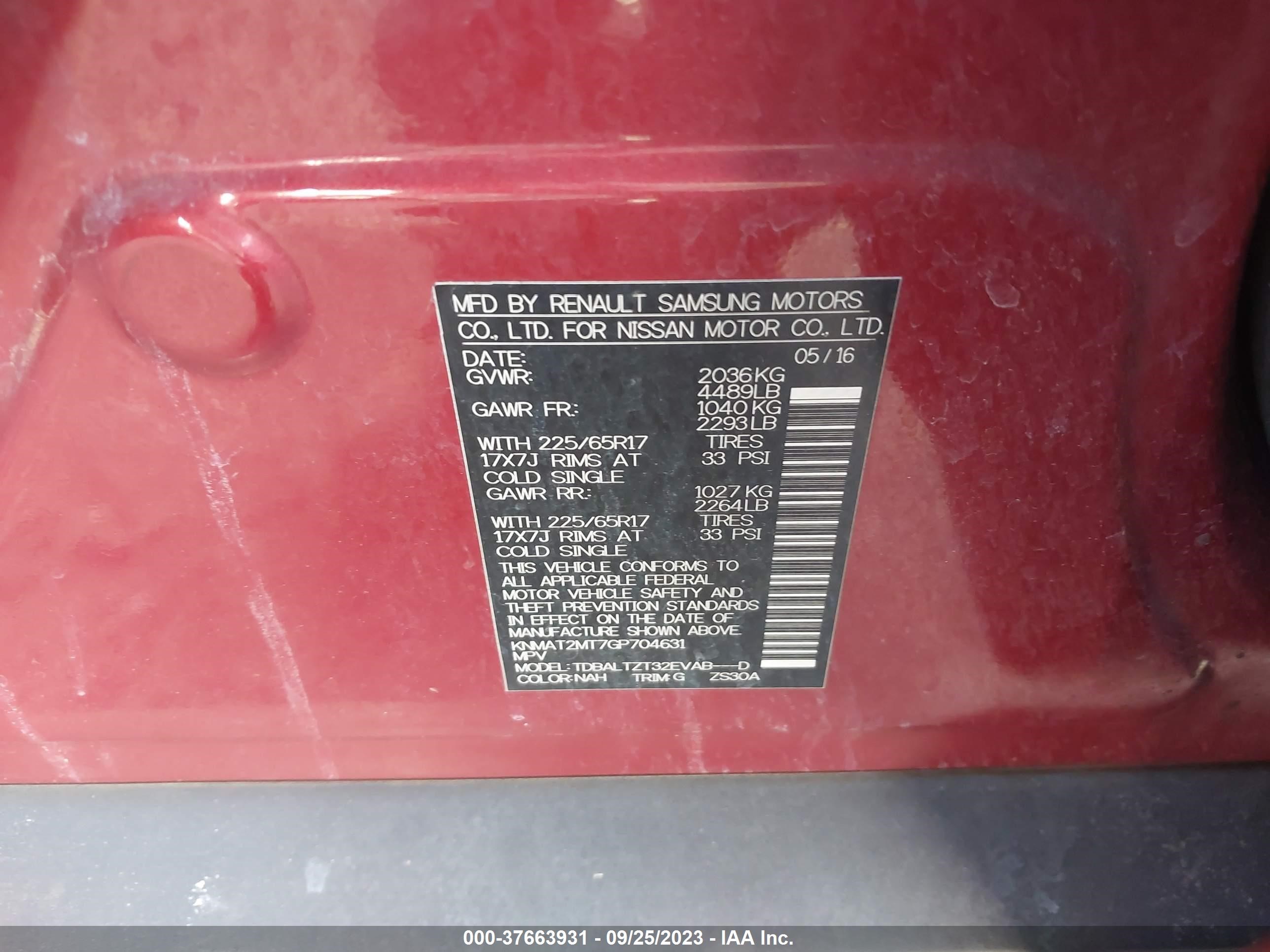 Photo 8 VIN: KNMAT2MT7GP704631 - NISSAN ROGUE 