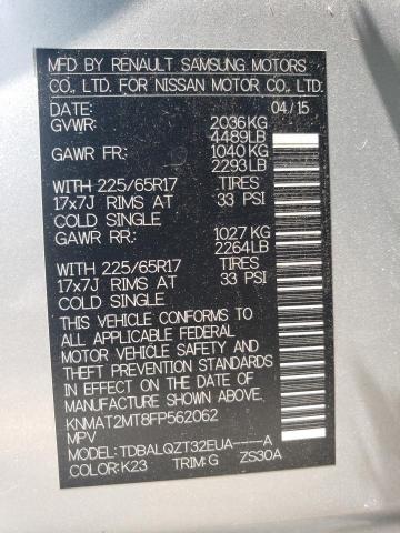 Photo 12 VIN: KNMAT2MT8FP562062 - NISSAN ROGUE S 