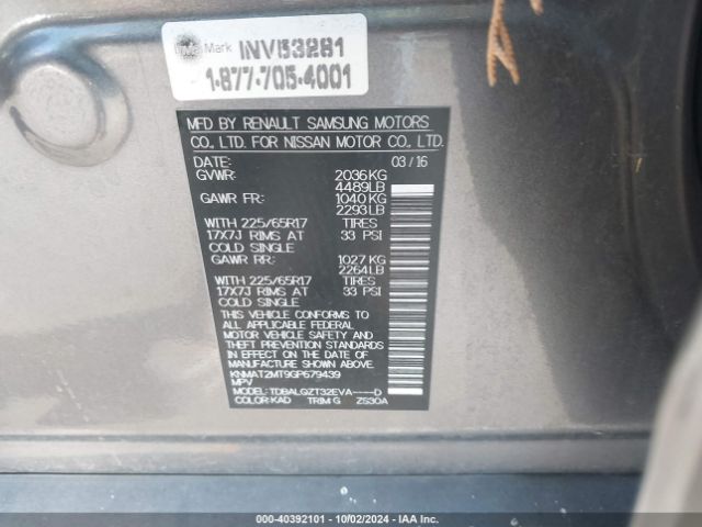 Photo 8 VIN: KNMAT2MT9GP679439 - NISSAN ROGUE 