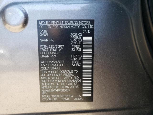 Photo 11 VIN: KNMAT2MTXFP586637 - NISSAN ROGUE S 