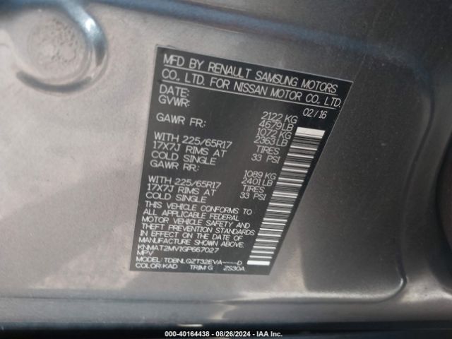 Photo 8 VIN: KNMAT2MV1GP667027 - NISSAN ROGUE 