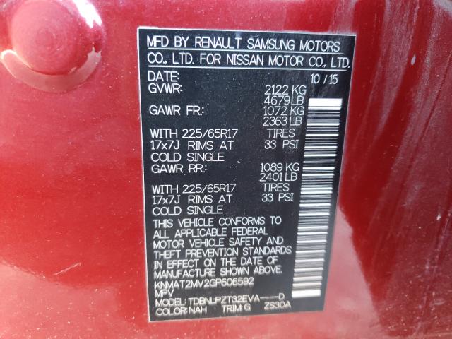 Photo 9 VIN: KNMAT2MV2GP606592 - NISSAN ROGUE S 