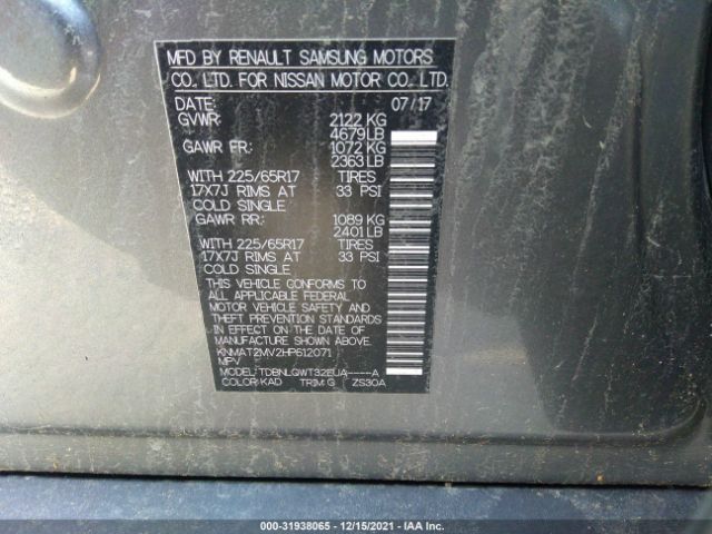 Photo 8 VIN: KNMAT2MV2HP612071 - NISSAN ROGUE 