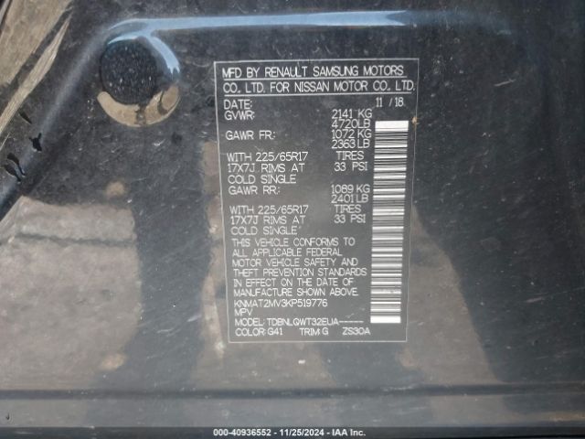 Photo 8 VIN: KNMAT2MV3KP519776 - NISSAN ROGUE 