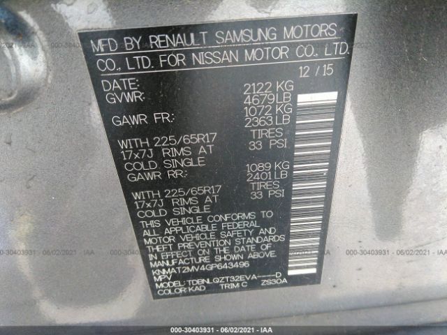 Photo 8 VIN: KNMAT2MV4GP643496 - NISSAN ROGUE 