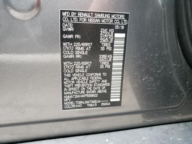 Photo 9 VIN: KNMAT2MV4KP556822 - NISSAN ROGUE S 