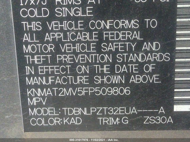 Photo 8 VIN: KNMAT2MV5FP509806 - NISSAN ROGUE 