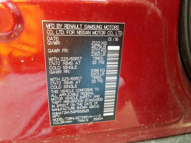 Photo 9 VIN: KNMAT2MV5GP653325 - NISSAN ROGUE S 