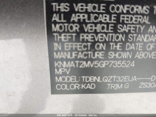 Photo 8 VIN: KNMAT2MV5GP735524 - NISSAN ROGUE 