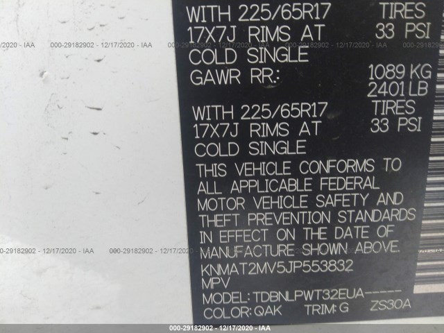 Photo 8 VIN: KNMAT2MV5JP553832 - NISSAN ROGUE 