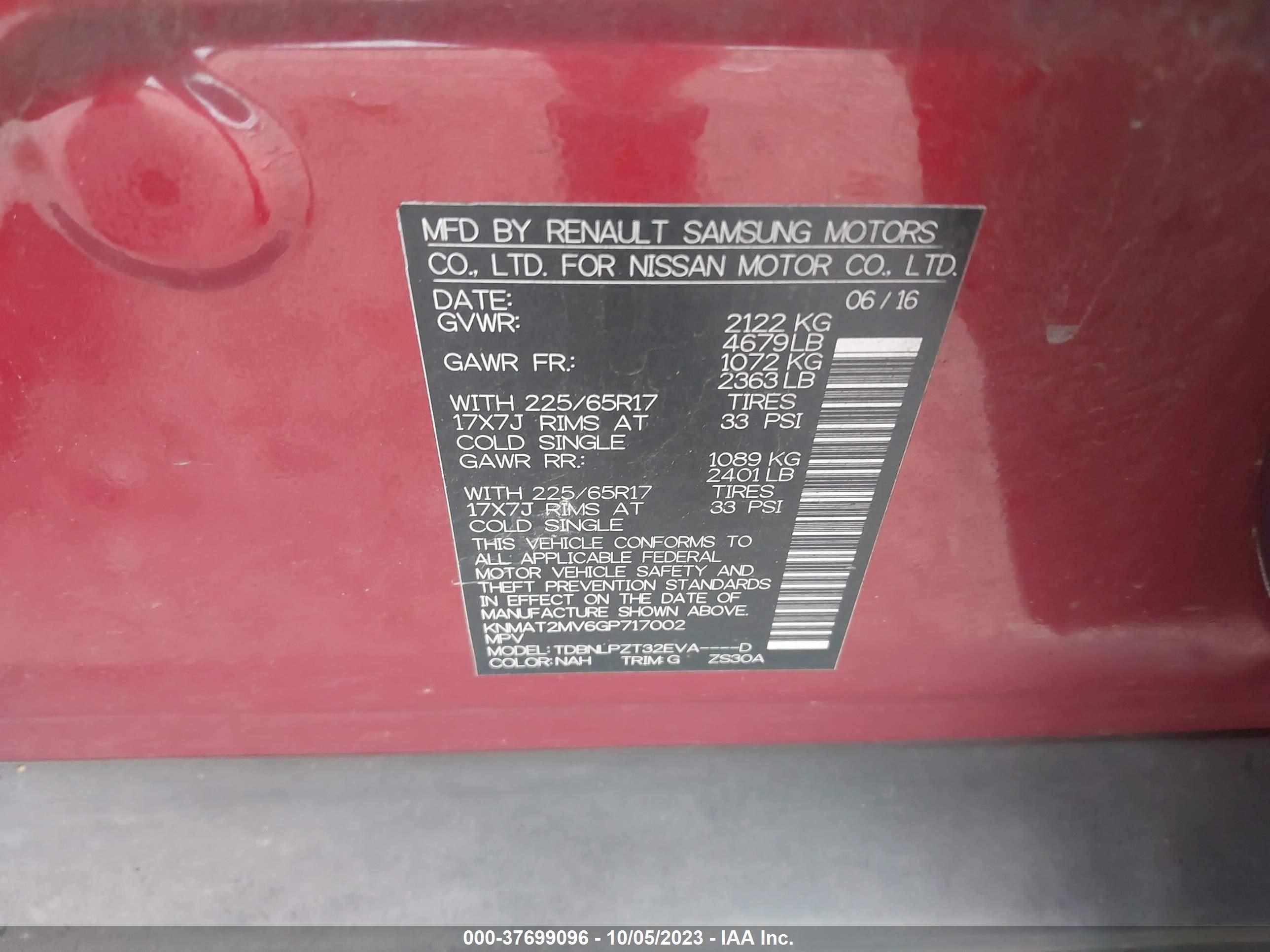 Photo 8 VIN: KNMAT2MV6GP717002 - NISSAN ROGUE 