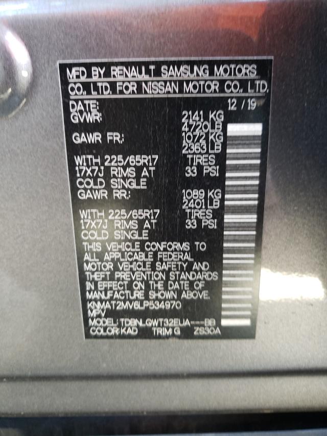 Photo 9 VIN: KNMAT2MV6LP534970 - NISSAN ROGUE S 