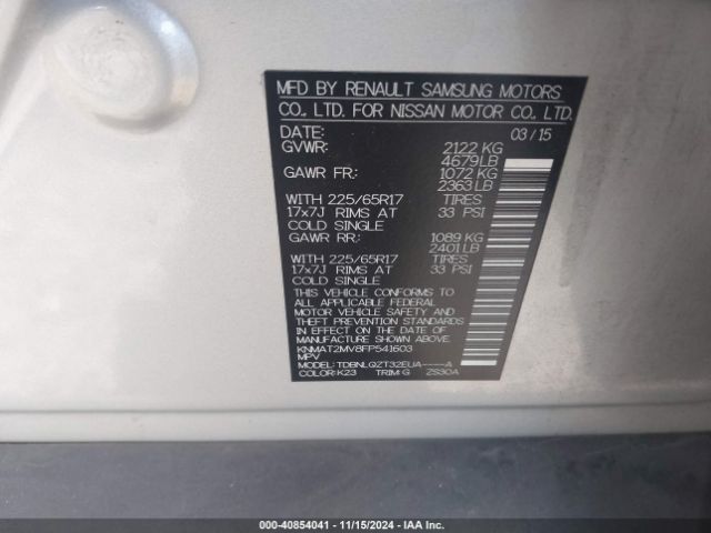 Photo 8 VIN: KNMAT2MV8FP541603 - NISSAN ROGUE 