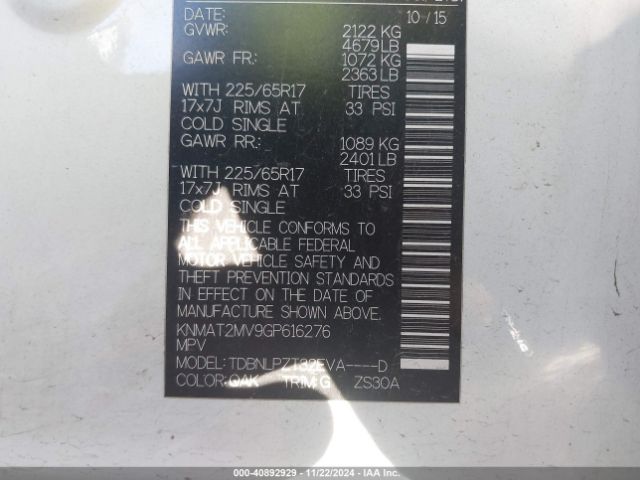 Photo 8 VIN: KNMAT2MV9GP616276 - NISSAN ROGUE 