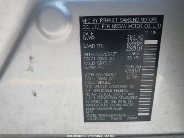 Photo 8 VIN: KNMAT2MV9KP516445 - NISSAN ROGUE 