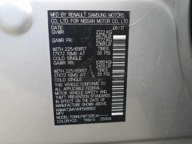 Photo 9 VIN: KNMAT2MVXHP568952 - NISSAN ROGUE 