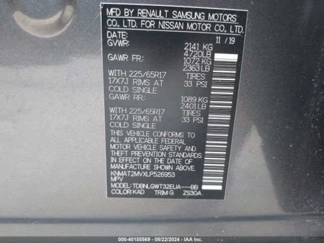 Photo 8 VIN: KNMAT2MVXLP526953 - NISSAN ROGUE 