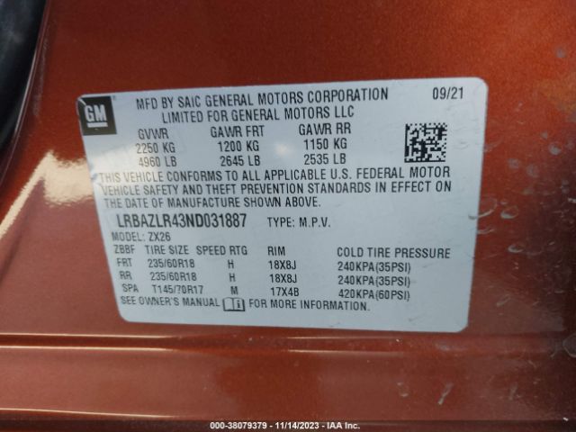 Photo 8 VIN: LRBAZLR43ND031887 - BUICK ENVISION 